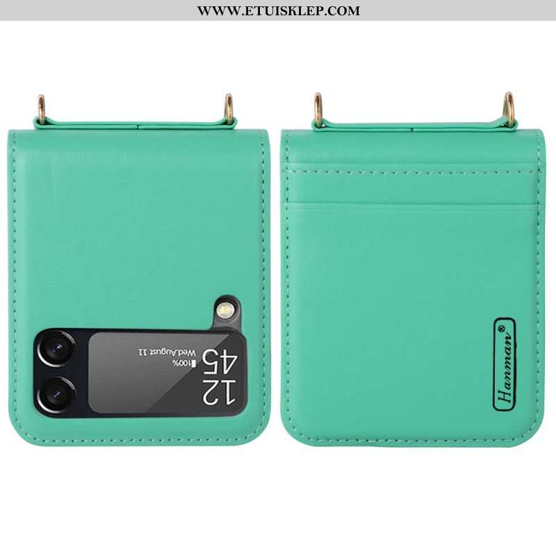 Etui do Samsung Galaxy Z Flip 4 Etui Folio Skórzany Styl Z Paskiem